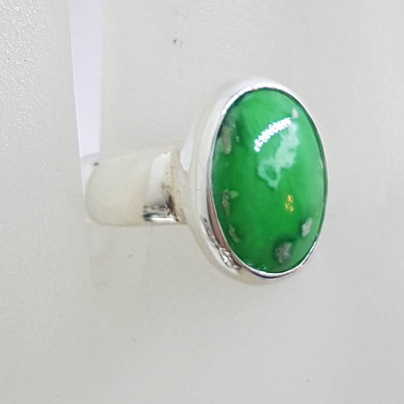 Sterling Silver Oval Maw Sit Sit on Wide Band Ring