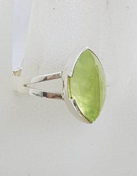 Sterling Silver Marquis Shape Faceted Prehnite Ring
