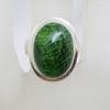 Sterling Silver Large Oval Dioptase Ring with Rim