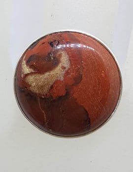 Sterling Silver Large Round Red Jasper Ring