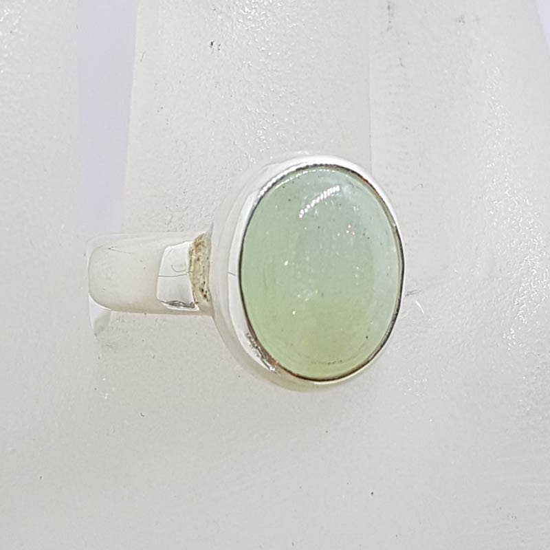 20210729_205123 Sterling Silver Oval Prehnite Bezel Set Ring