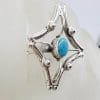 Sterling Silver Very Large Diamond Shape Natural Turquoise Ring