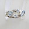 Sterling Silver Unusual Cluster Topaz Ring with Square, Round and Oval Cut Stones