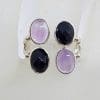 Sterling Silver Amethyst and Onyx Cluster Ring