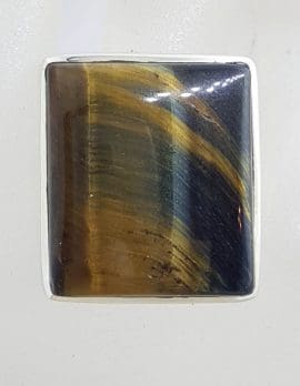 Sterling Silver Large Square Blue Tiger Eye Ring