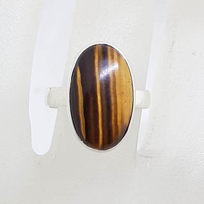 20210729_210246 Sterling Silver Large Oval Tiger Eye Ring