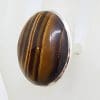 Sterling Silver Very Large Oval Tiger Eye Ring