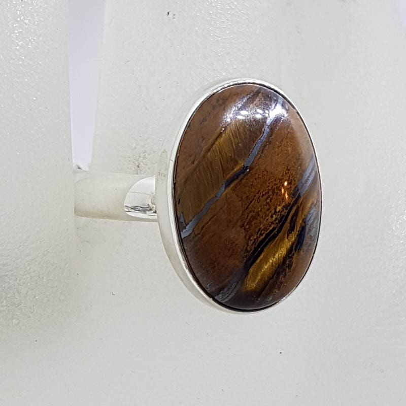 20210729_211142 Sterling Silver Large Oval Tiger Eye Ring