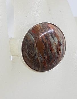 Sterling Silver Large Round Jasper Ring