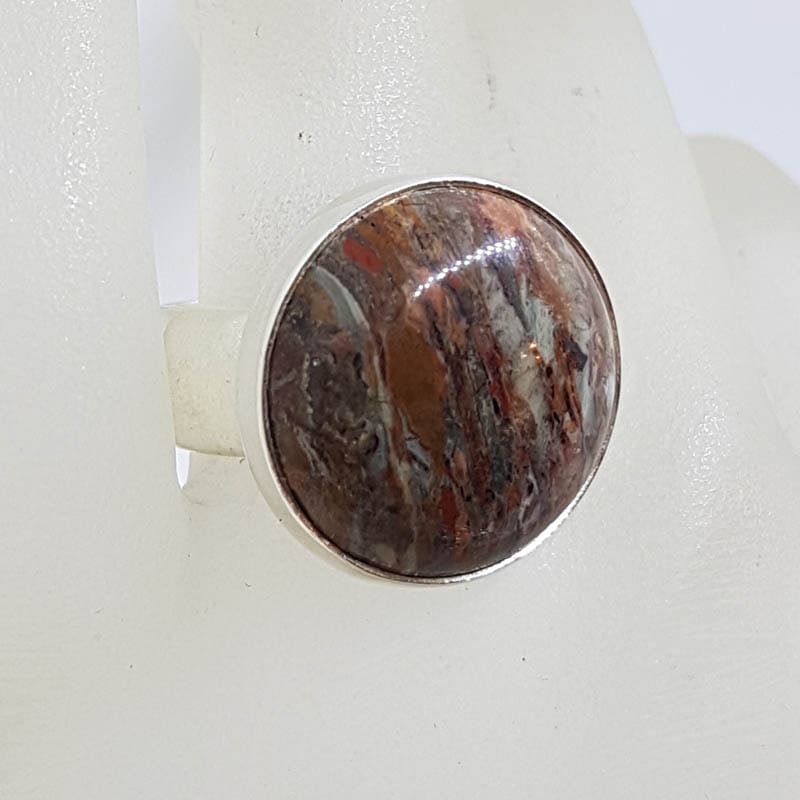 Sterling Silver Large Round Jasper Ring