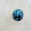 Sterling Silver Round Natural Turquoise on Wide Band Ring