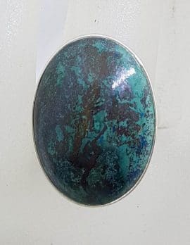 Sterling Silver Large Oval Natural Turquoise Ring