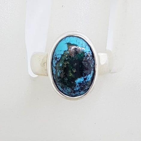 Sterling Silver Oval Natural Turquoise Ring