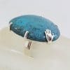 Sterling Silver Very Large Freeform Shape Natural Turquoise Claw Set Ring with Hand on Side