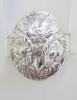Sterling Silver Large Owl Head Ring