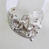 Sterling Silver Heavy and Unusual Two Grizzly Bears Fighting / Playing Ring - Vintage
