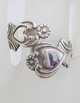 Sterling Silver Ornate Floral Design Ring - Vintage