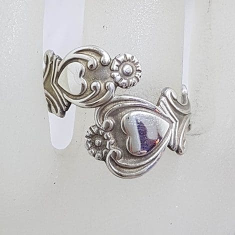 Sterling Silver Ornate Floral Design Ring - Vintage