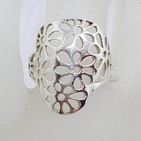 Sterling Silver Unusual Floral Design Ring