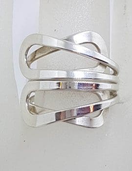 Sterling Silver Wide Twist Adjustable Ring