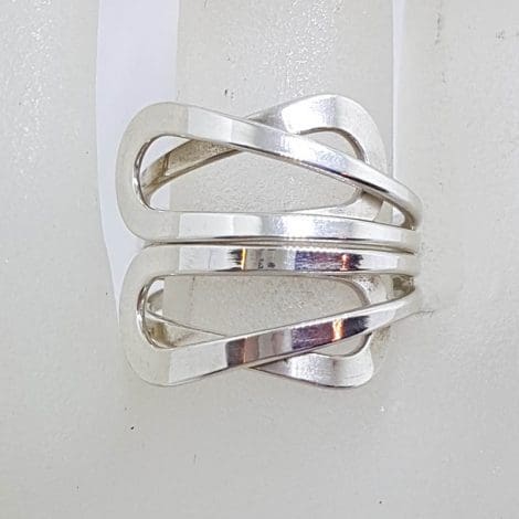Sterling Silver Wide Twist Adjustable Ring