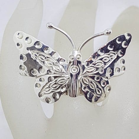 Sterling Silver Large and Ornate Butterfly Ring