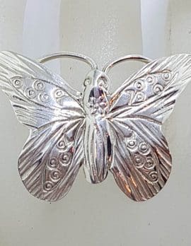 Sterling Silver Large Ornate Butterfly Ring