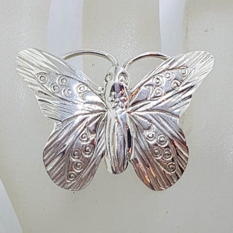 Sterling Silver Large Ornate Butterfly Ring
