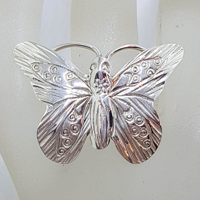 Sterling Silver Large Ornate Butterfly Ring