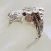 Sterling Silver Heavy / Solid Detailed Horse Head with Ruby Eye Ring