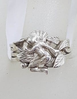Sterling Silver Naked Lady / Woman / Female Puzzle Ring - Vintage