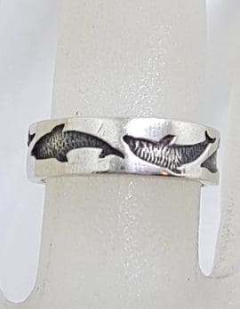 Sterling Silver Dolphin Pattern Band Ring