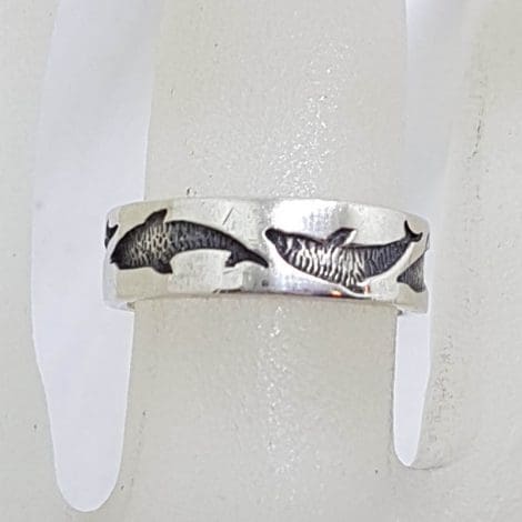 Sterling Silver Dolphin Pattern Band Ring