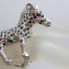 Sterling Silver Large and Unusual Ruby, Sapphire and Emerald Donkey / Horse Ring