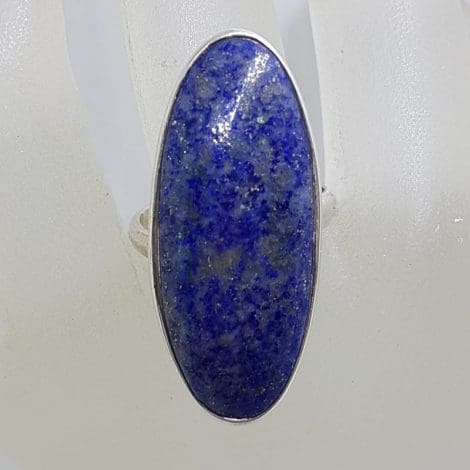 Sterling Silver Oval Lapis Lazuli Elongated Ring
