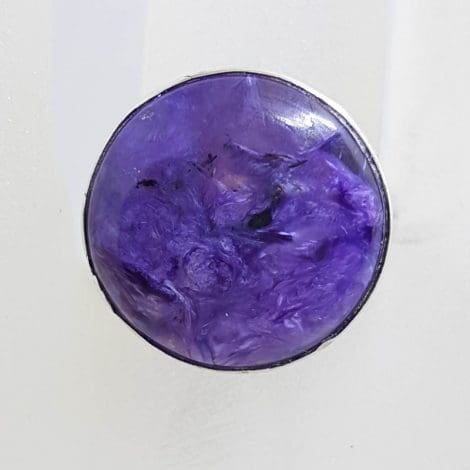 Sterling Silver Large Round Charoite Ring