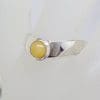 Sterling Silver Round Butter Amber in Curve Ring