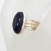 Sterling Silver Oval Onyx Line Patterned Ring