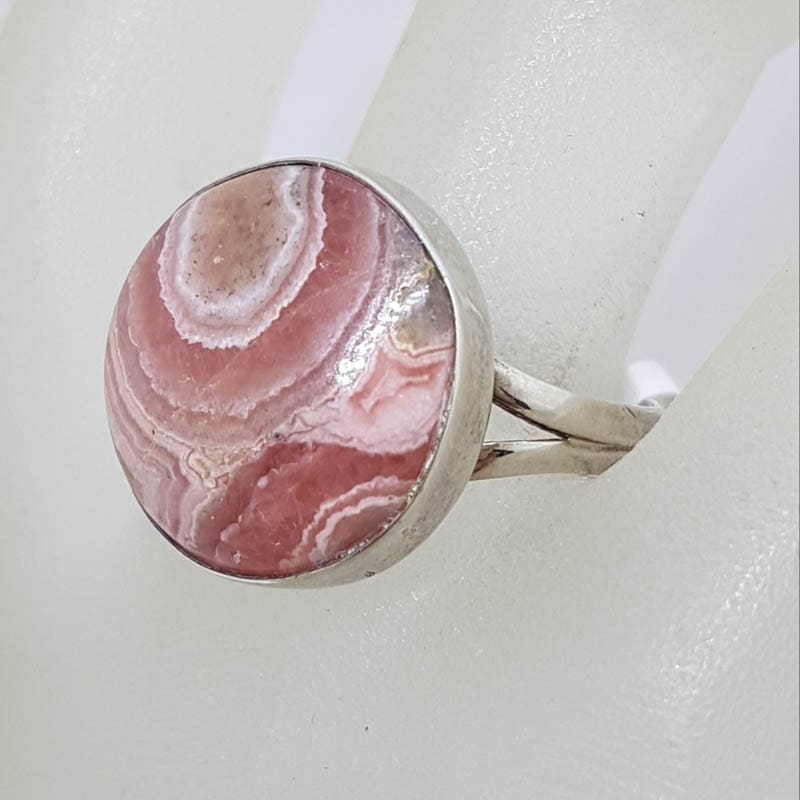 20210901_215124 Sterling Silver Large Round Bezel Set Rhodochrosite Ring