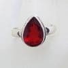 Sterling Silver Teardrop / Pear Shaped Red Stone Ring