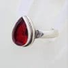 Sterling Silver Teardrop / Pear Shaped Red Stone Ring