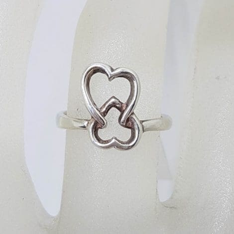 Sterling Silver Entwined Hearts Ring
