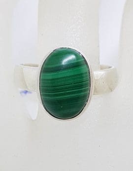 Sterling Silver Oval Malachite Ring