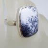 Sterling Silver Large Rectangular Dendritic Agate Ring