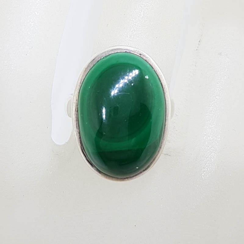 Sterling Silver Oval Malachite Ring