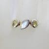 Sterling Silver Marquis Leaf Shape Moonstone with 2 Oval Citrines Ring