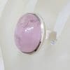 Sterling Silver Large Oval Cabochon Cut Rose Quartz Ring