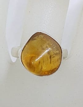 Sterling Silver Freeform Polished Citrine Ring