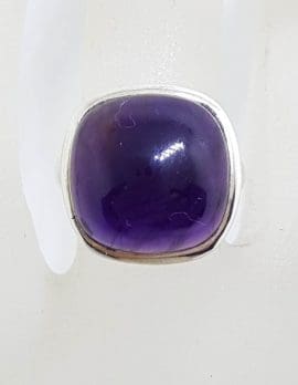 Sterling Silver Square Cabochon Cut Amethyst Ring