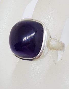 Sterling Silver Square Cabochon Cut Amethyst Ring